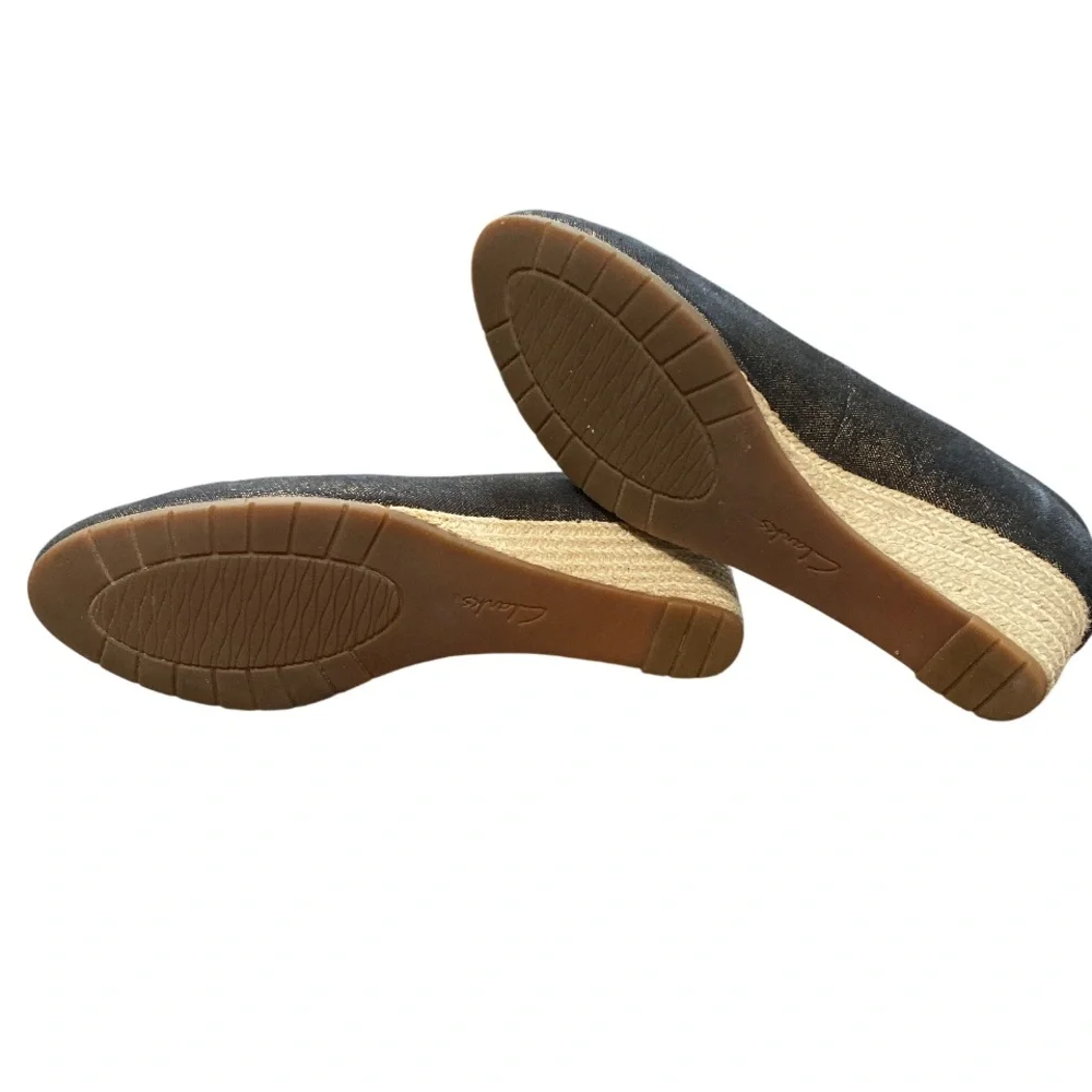 Clarks Black and Gold Wedge Shoes